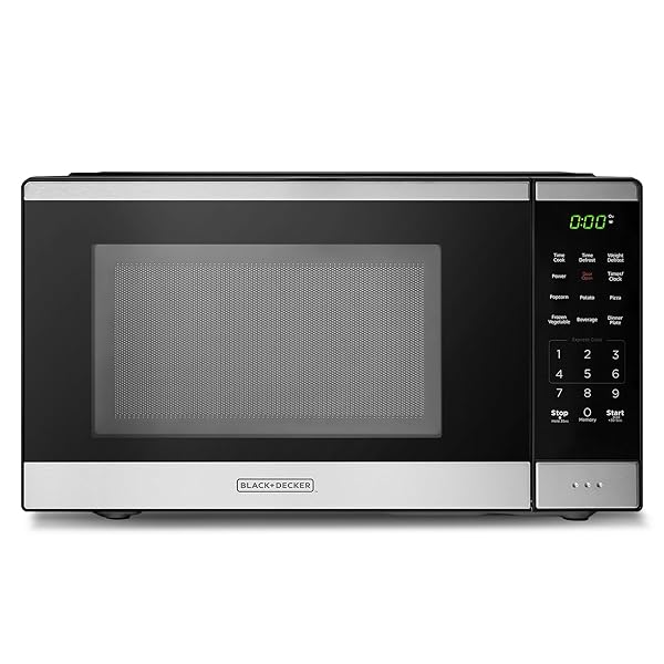 BLACK+DECKER Countertop Microwave Oven 0.9 Cu Ft, 6 Auto Menus, Child Lock, Memory Function, 10 Power Levels, Easy One-Touch Start, Digital Panel, 900W