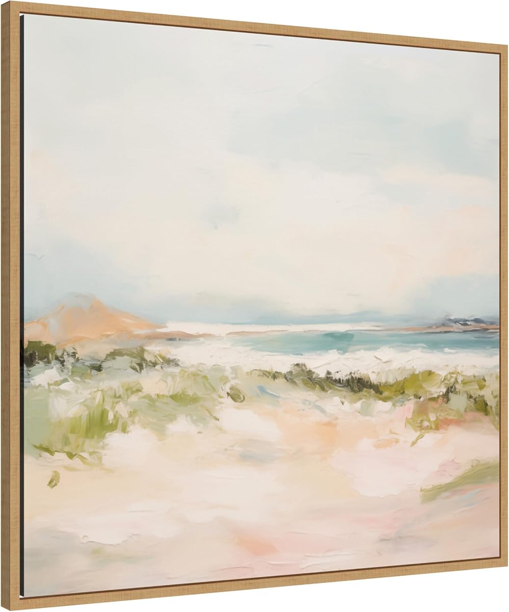 Lienzo enmarcado para pared, diseño de paisaje tranquilo III cuadrado de Amy Lighthall, marco natural Sylvie de 30 x 30, arte costero y abstracto para decoración de pared