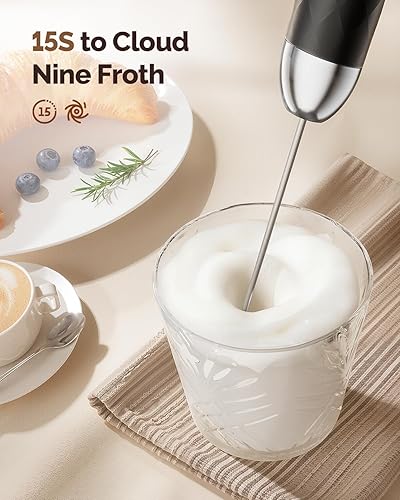 Miniatura 6 de Maestri House LunaFro 2.0 - Espumador de leche recargable con control de velocidad continuo, máquina de espuma eléctrica de mano impermeable para