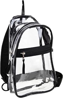 Unisex Clear Sling Stadium Approved Bag, Black Trim