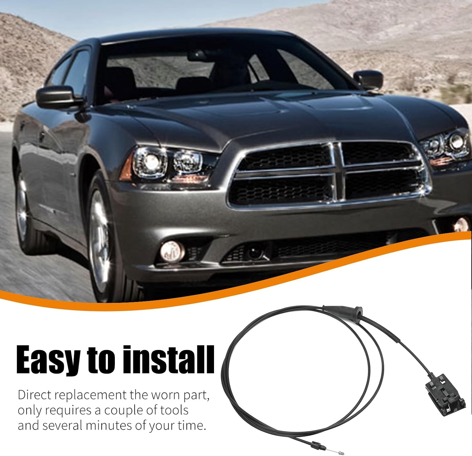 912-450 Hood Latch Release Cable with Handle, Replacement for Dodge Charger 2011-2022, Replacement for Chrysler C300 2011, Replaces 1PS72DX9AB 1PS72DX9AB