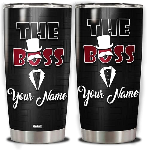 WAZONE Vaso de café personalizado con tapa con nombre personalizado para parejas, taza aislada de acero inoxidable de 20 onzas, 30 onzas, taza de