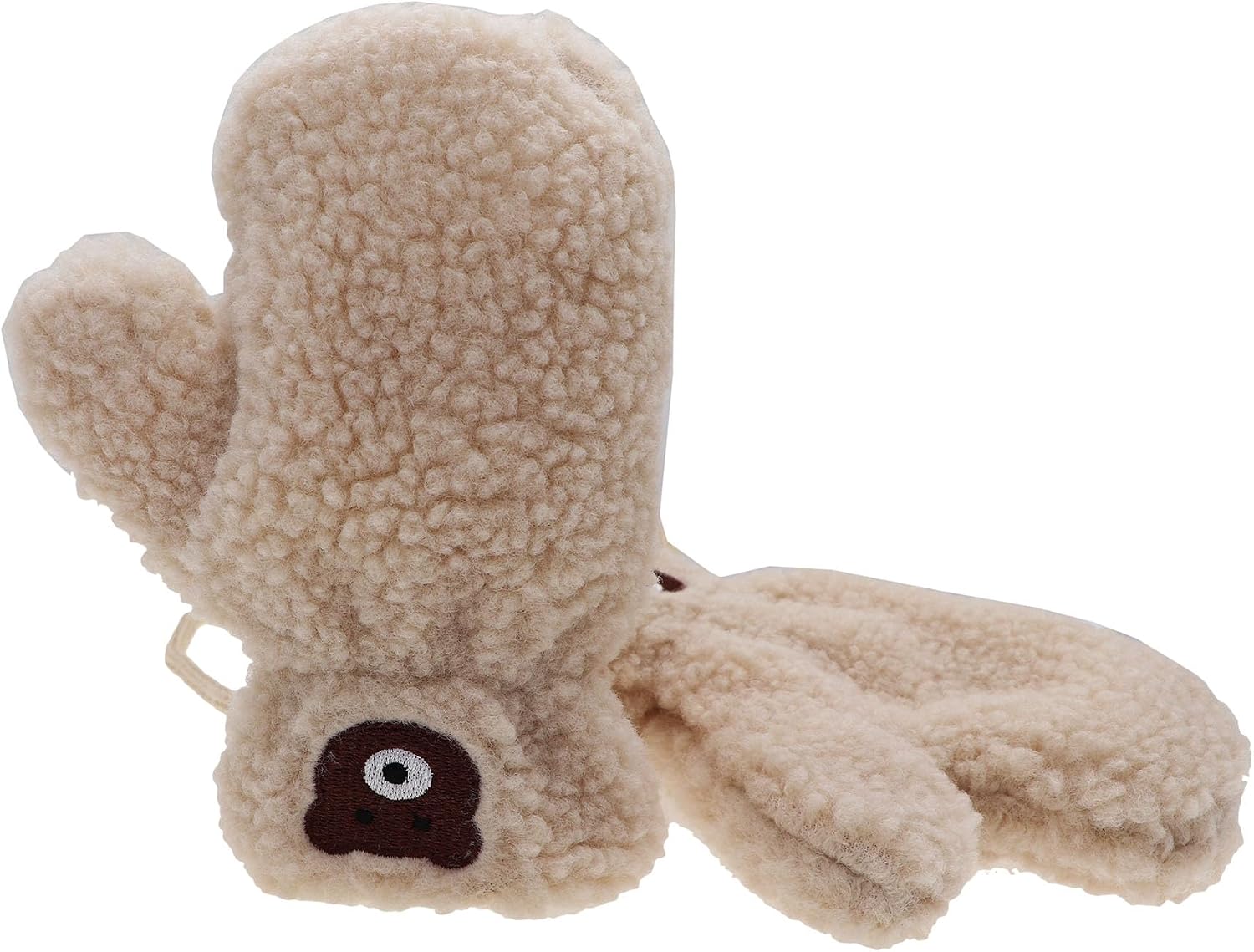 PURFANREE Little Boys Girls Bear Winter Warm Plush Mittens with String Kids Baby Soft Thick Fleece Lined Gloves