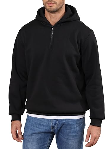 Men Quarter Zip Hoodie Fleece Lightweight Mens Half Zip Pullover