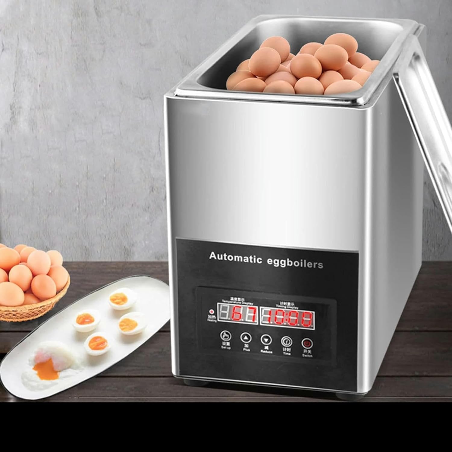 Hot Spring Egg Cooker, Electric Egg Boiler - 800W Automatic Cooker with Warming Function and Intelligent temperature control, 50 Egg Capacity for Perfect Soft and Hard Eggs