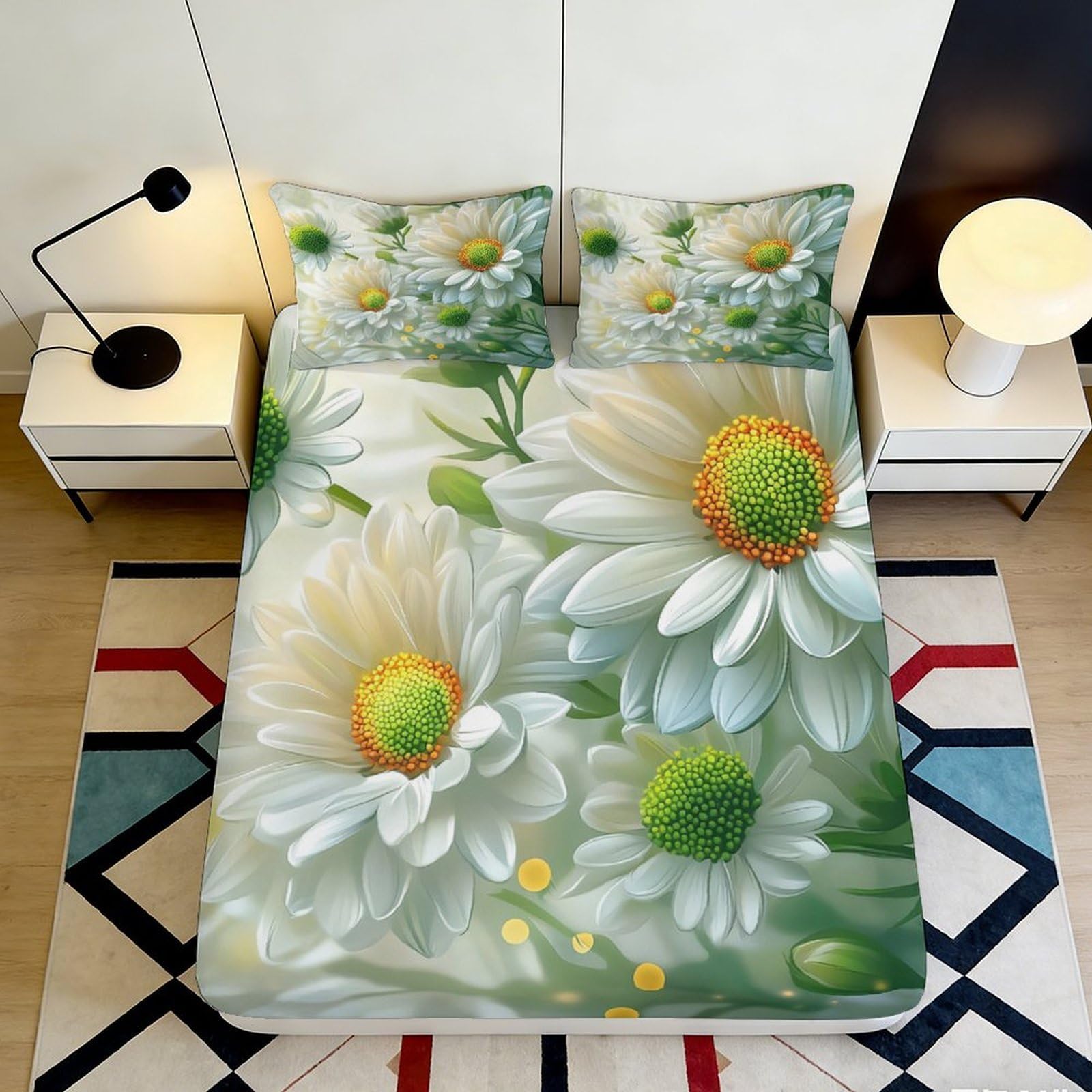 3D Printed Flame Wolf Fitted Sheet Microfiber Deep Pocket Bedroom Bedding Flame Wolf Mattress Fitted Cover Non-Slip Elastic Hem Washable 160x200x25cm