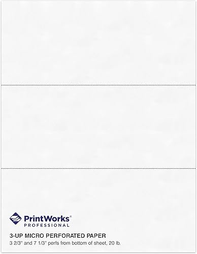 Miniatura 2 de PrintWorks Papel perforado profesional de 3 partes de 8.5 x 11 pulgadas, perfecto para W-2, 1099 y uso llamativo, fabricado en los Estados Unidos,