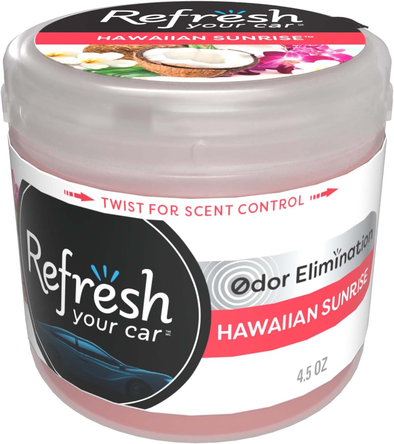 Refresh Your Car! E301459500 Scented Gel Can, 4.5 oz, Hawaiian Sunrise