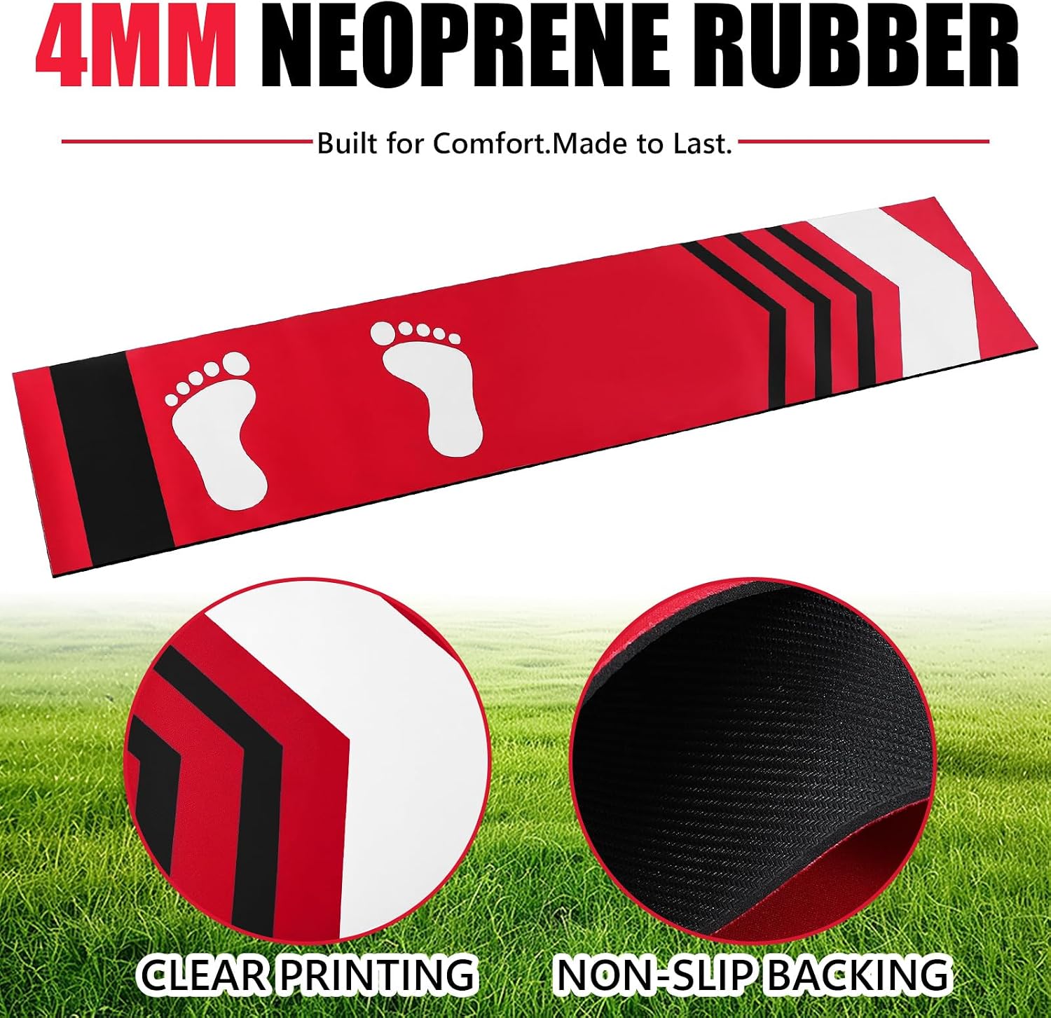 Softball Pitching Mat with Footprint Guide, Wear-Resistant Portable Training Pad for Batting Stance Practice, 54" x 12" Strike Zone Mat for Youth Beginners and Indoor Outdoor Sports
