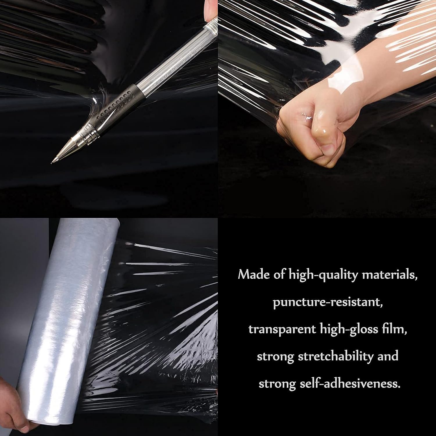 Stretch Film Transparent Stretch Packaging, 14" x 1500 Ft, 400% Stretch Heavy-Duty Shrink Film, Used for Packing, Shipping, Moving, Cling, Pallet : Office Products