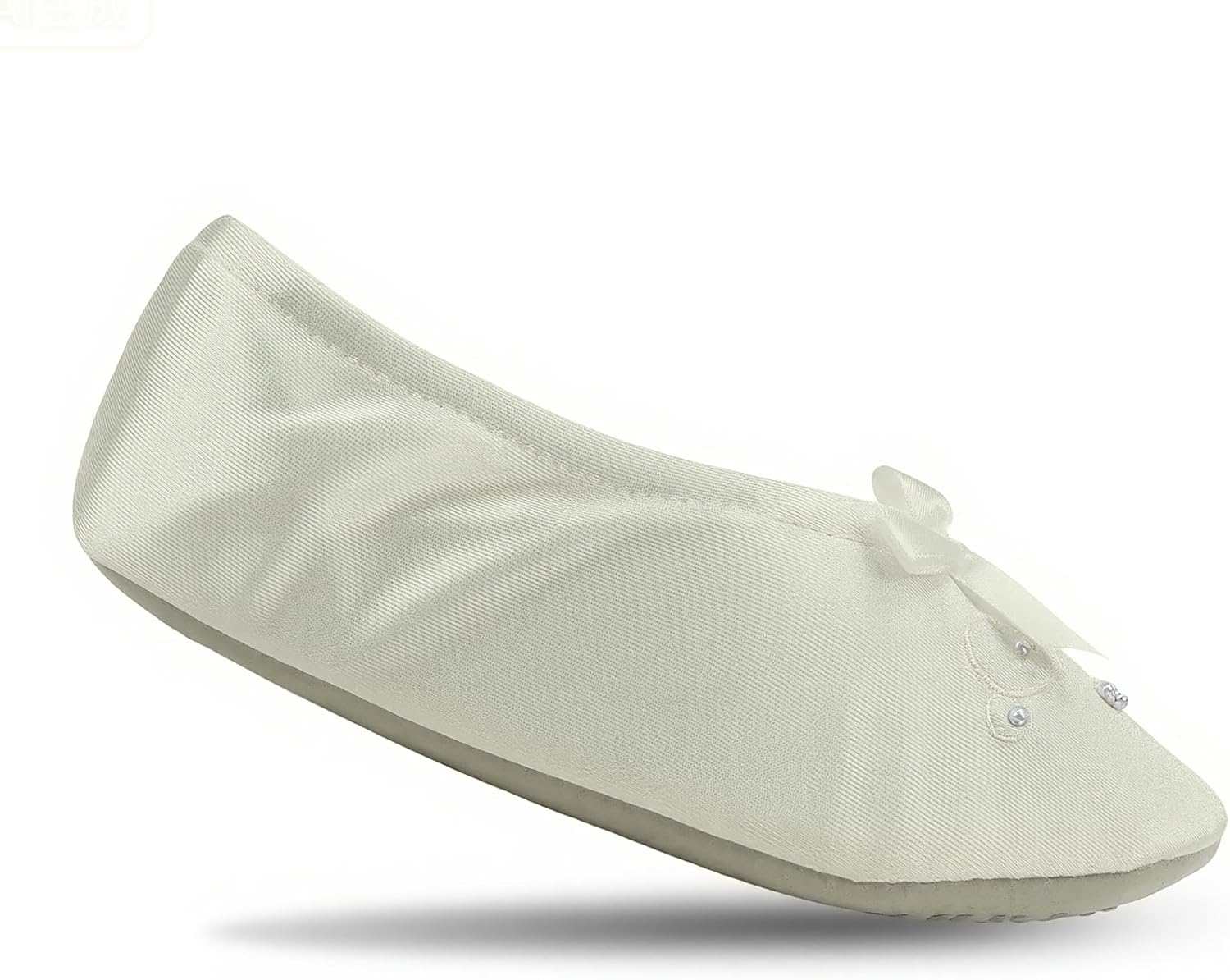 isotoner Girl's Satin Ballerina with Embroidered Pearl