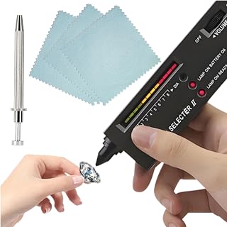 Diamond Tester Pen Professional, High Accuracy Precious Metal Tester, Diamond Detector for Novice and Expert, Jewelry Tester, 3 PCS Silver Polishing Cloths, 1PCS Gemstone Claw