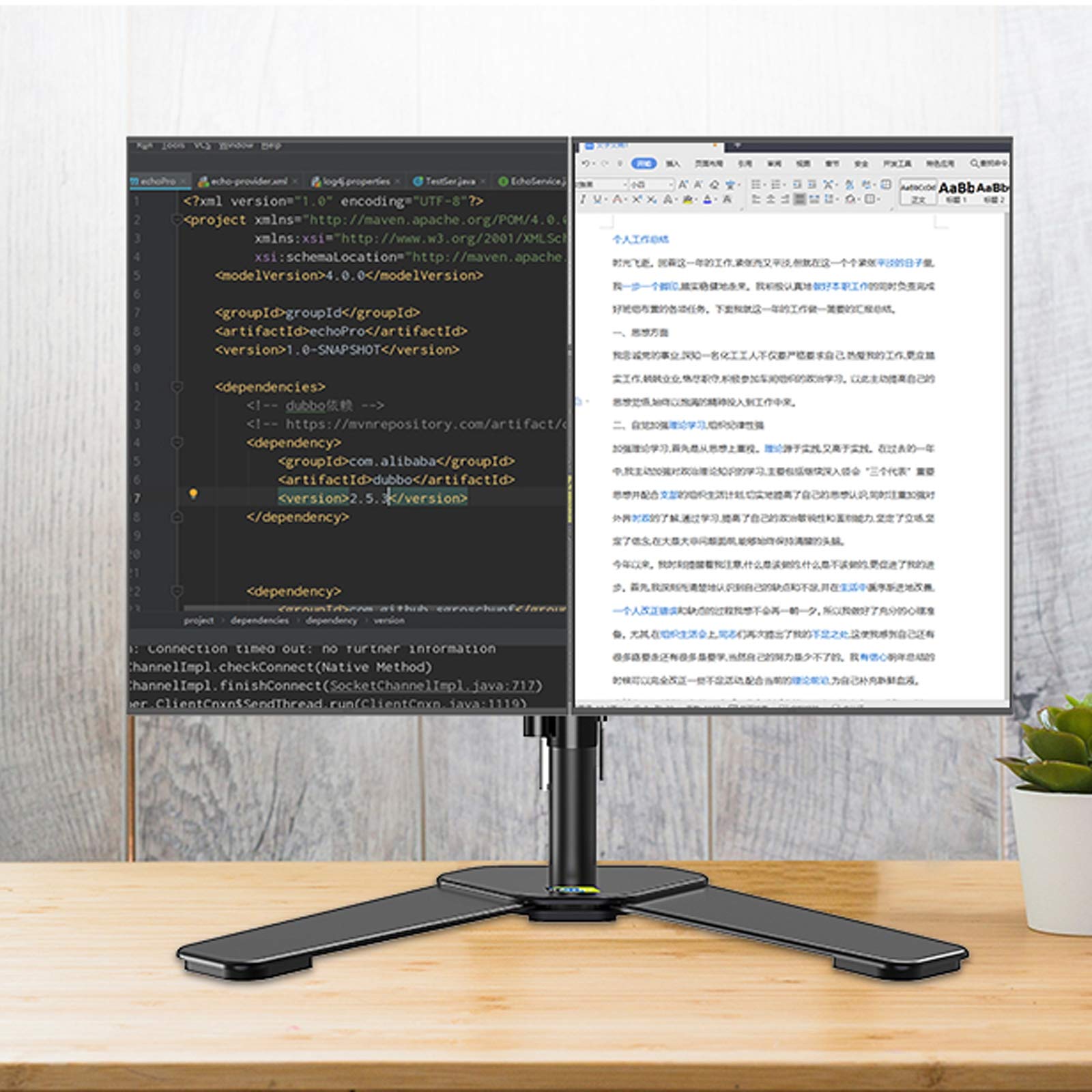 Supporto per Doppio Monitor - Bracci con Staffa Girevole, Monitor per Computer articolato inclinabile, per schermi di Computer da 17 a 27 Pollici