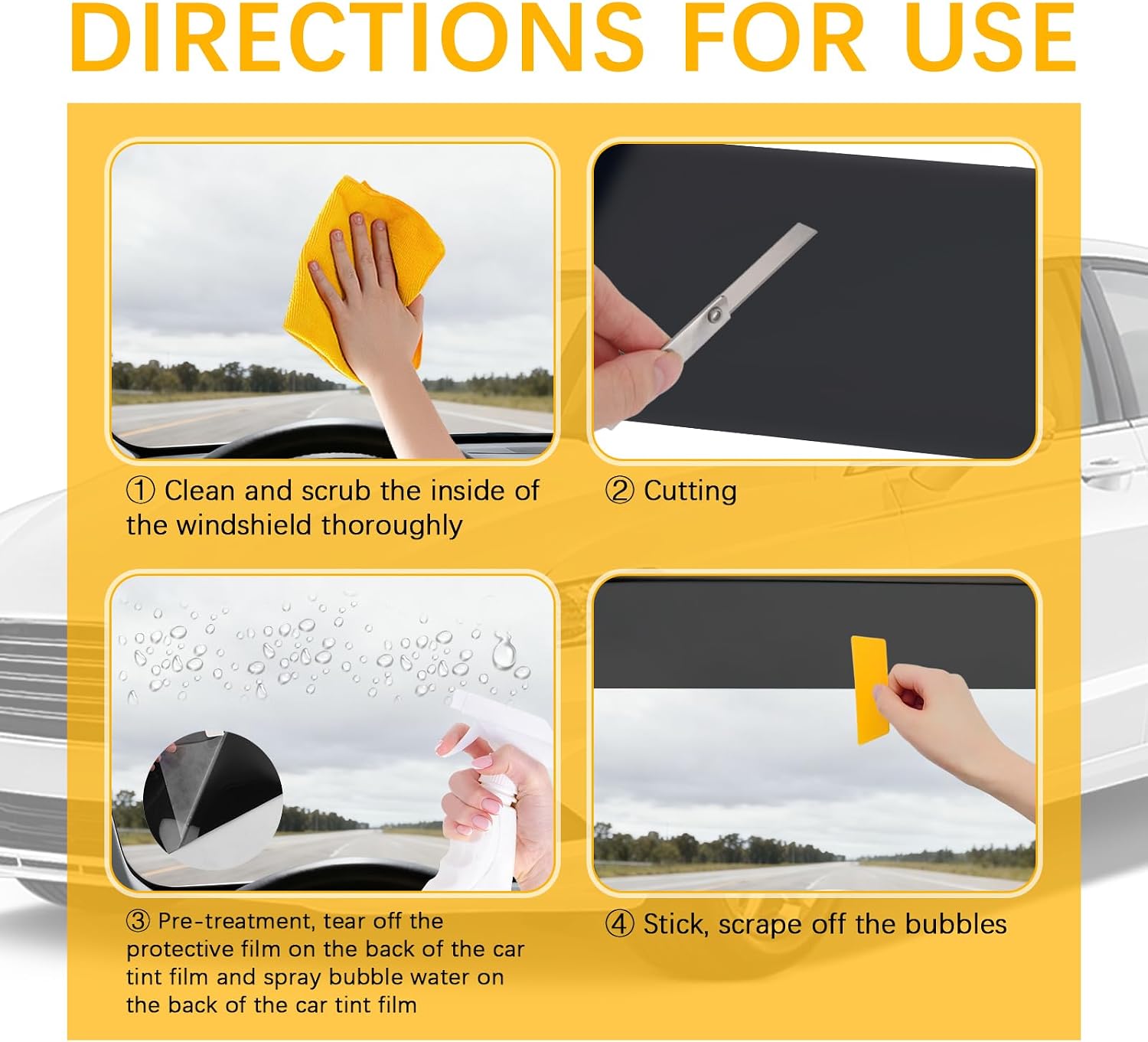 59.06"x7.87" Car Window Tint Film,5% VLT Automotive Window Tint Film Blocks Glare and Protects Eyes,Cuttable Car Tints for Windows with Squeegee/Knife as Windshield Tints Strip