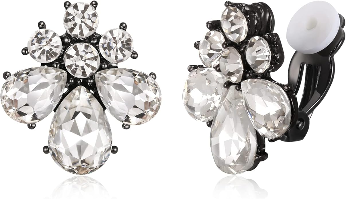 EVER FAH Orecchini a clip con strass con cristalli | FindTheDeal