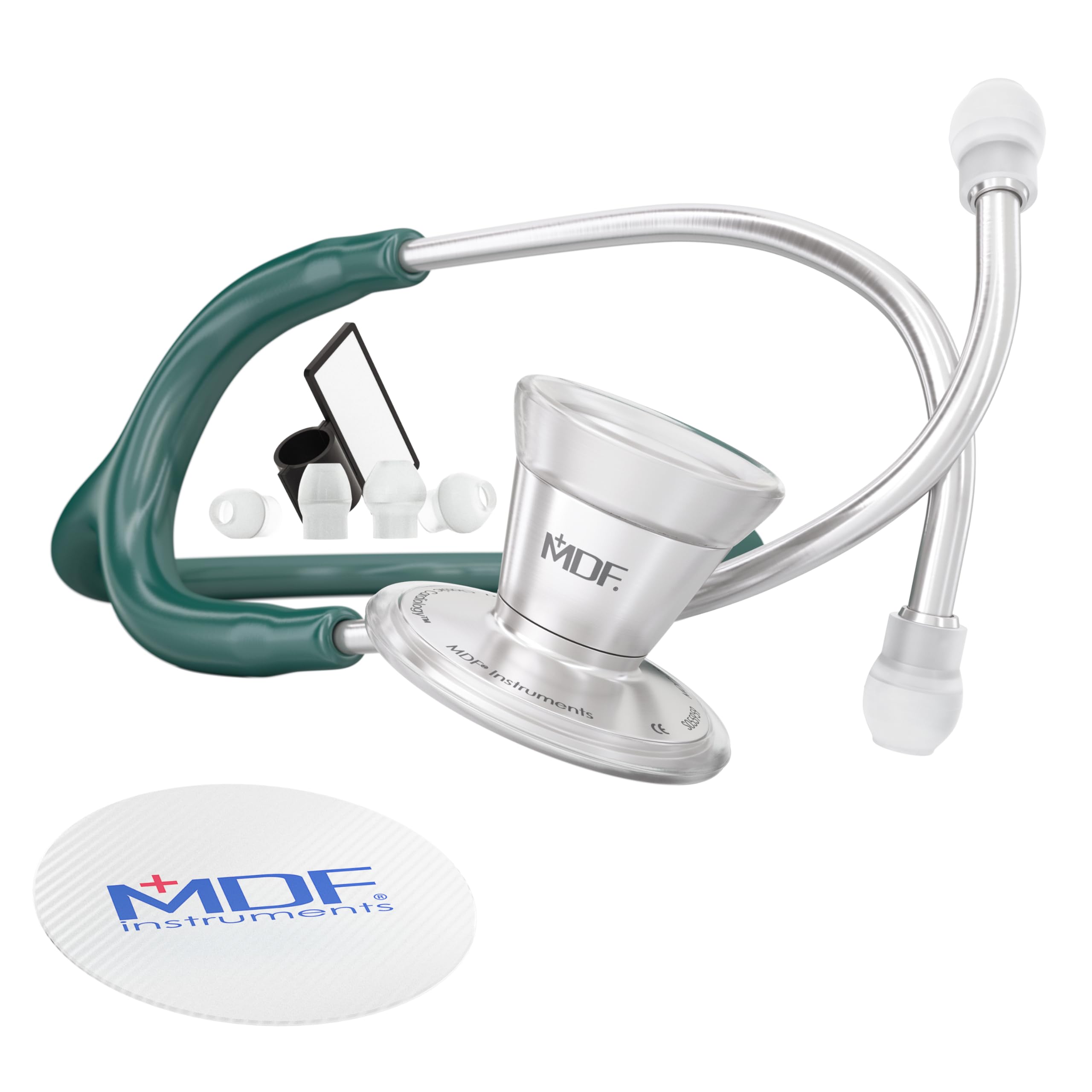MDF® Classic Cardiology Estetoscopio de doble cabeza - con membrana y auricular de acero inoxidable - Verde Esmeralda (MDF797-21)