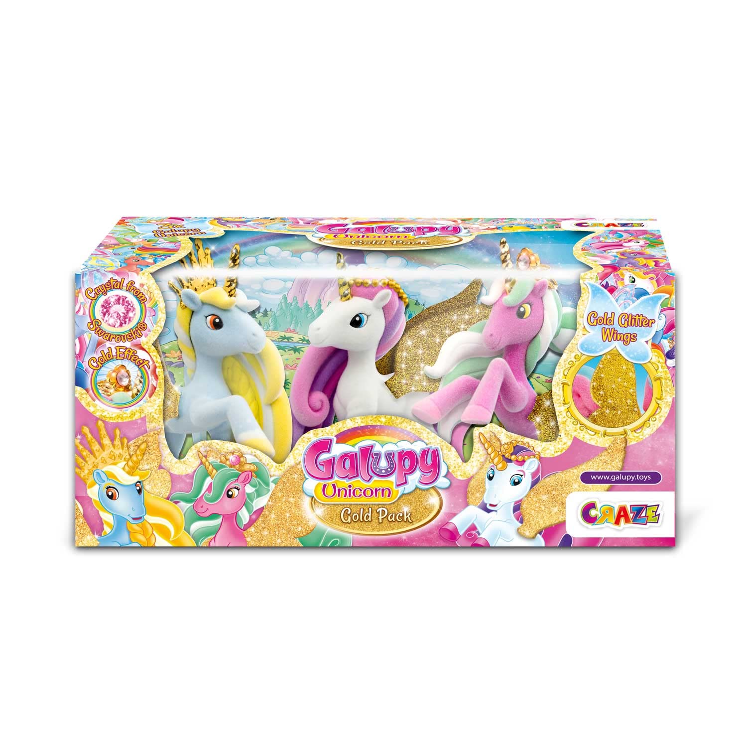 Galupy CRAZE Set di 3 Unicorno Bambina, Figure Unicorno da Collezione, 3 Unicorno Speciale, Giocattoli per Bambini 3 Anni