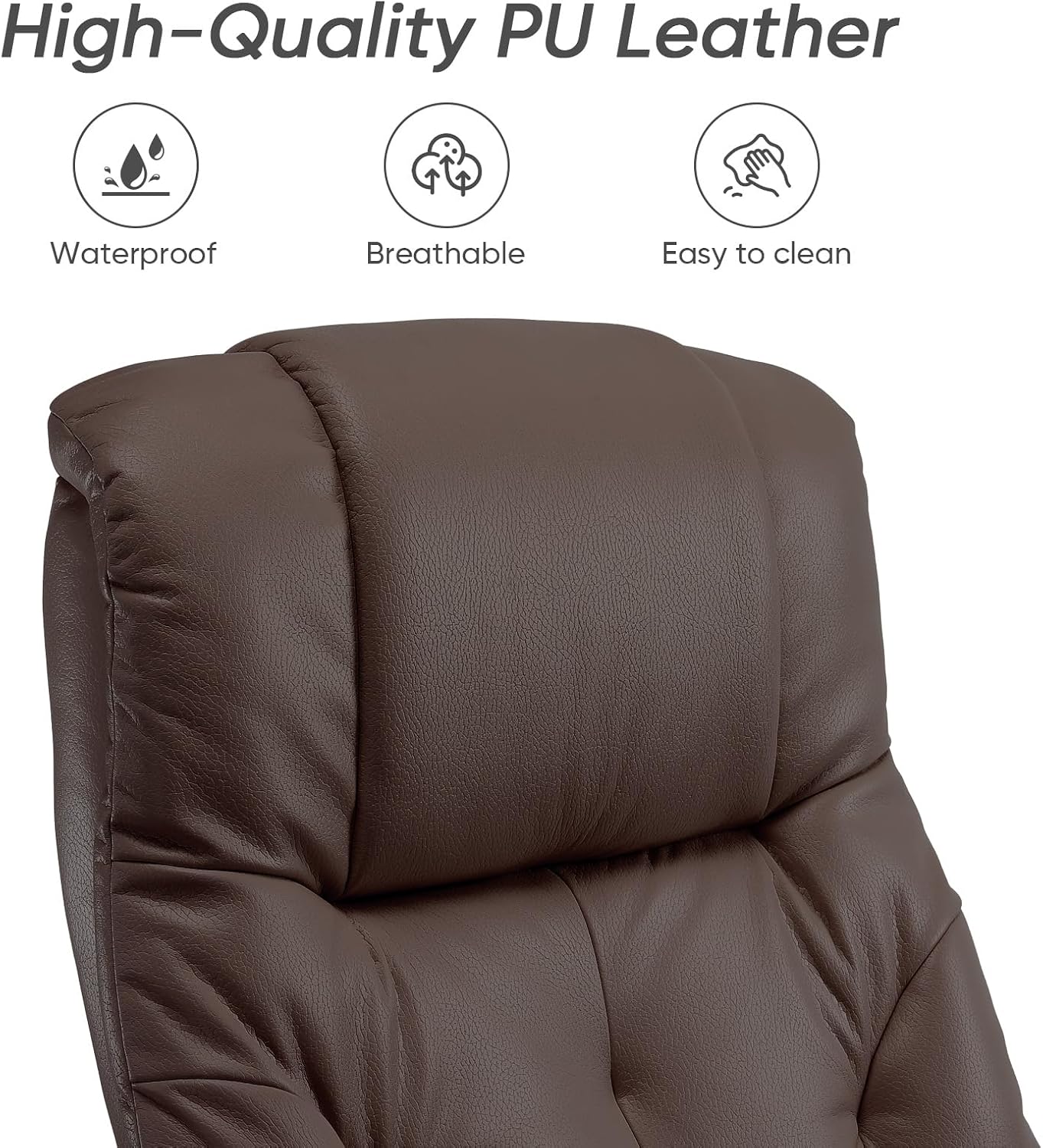 BedsPick Reclining Chair with Ottoman, 360° Swivel Adjustable Lounge Recliner with Footrest for Living Room Bedroom and Small Space, Comfy Modern Accent Arm Chairs for Adults, Rv(Dark Brown)