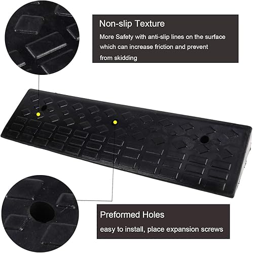 Miniatura 4 de MYOYAY Rampa de goma de 4 pulgadas, rampa de umbral de goma resistente, rampa de umbral de 10 toneladas para vehículos de automóvil, rampa de