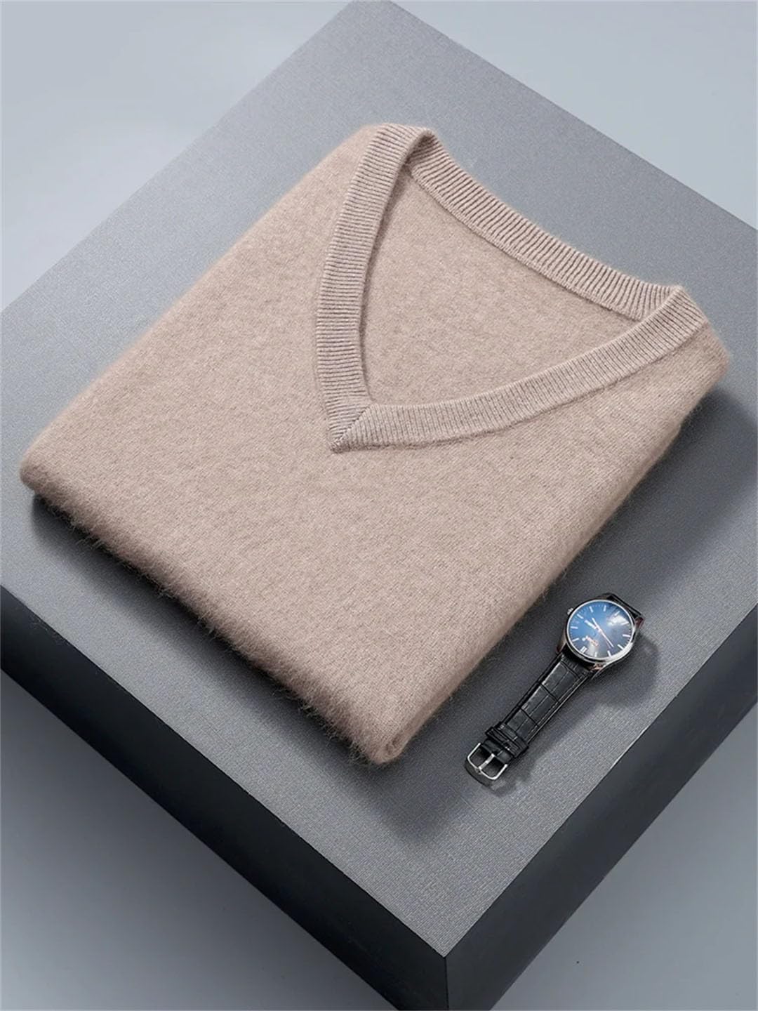 Men Vest Sleeveless Sweater Spring V-Neck Vest Tops Knit Sweater Vest