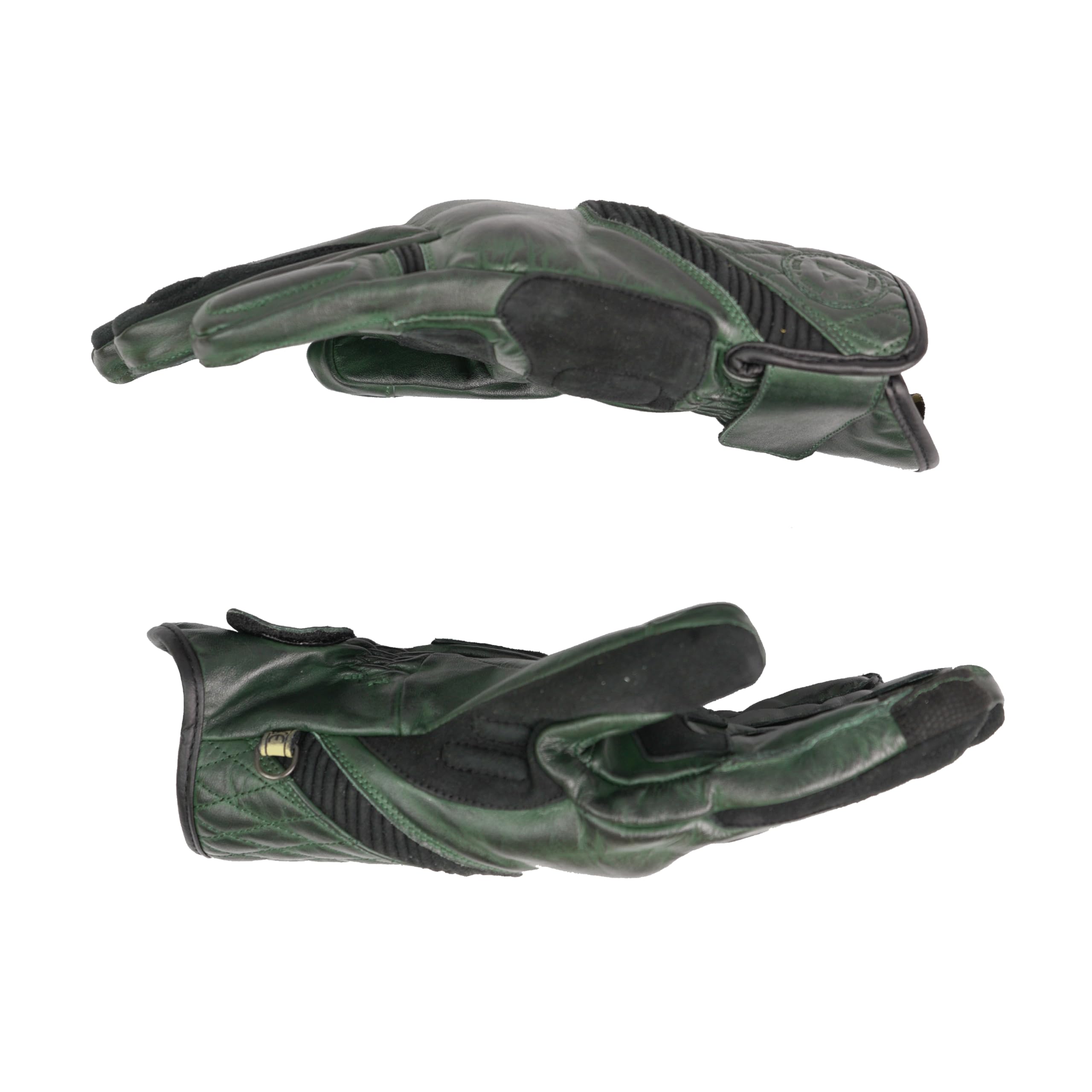 BY CITY - Guantes Café III Man - Piel Aramida Antiabrasión - Función Táctil en Dedos - Ajuste Velcro Personalizado - Certificación CE Protección Nudillos - Talla L - Verde