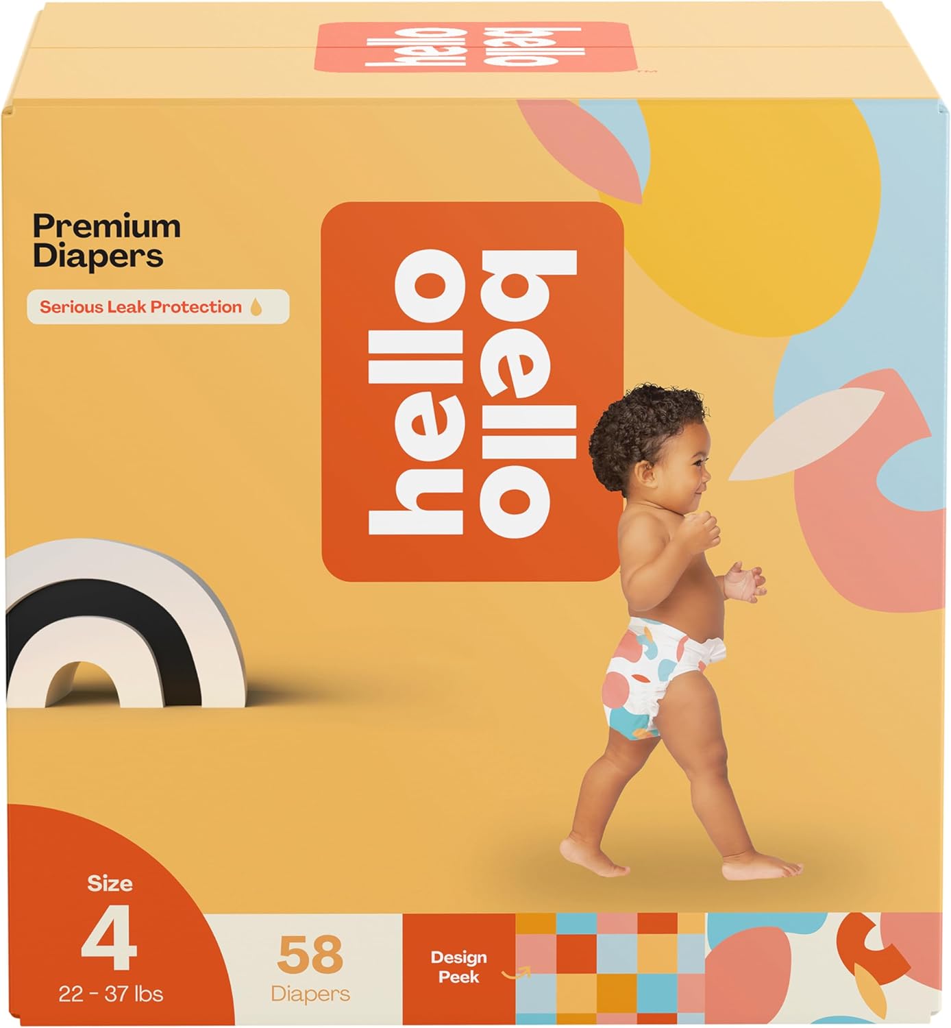 Hello Bello Premium Diapers Size 4, Honeysuckle Designs, 58ct Club Box, Hypoallergenic and Extra Absorbent