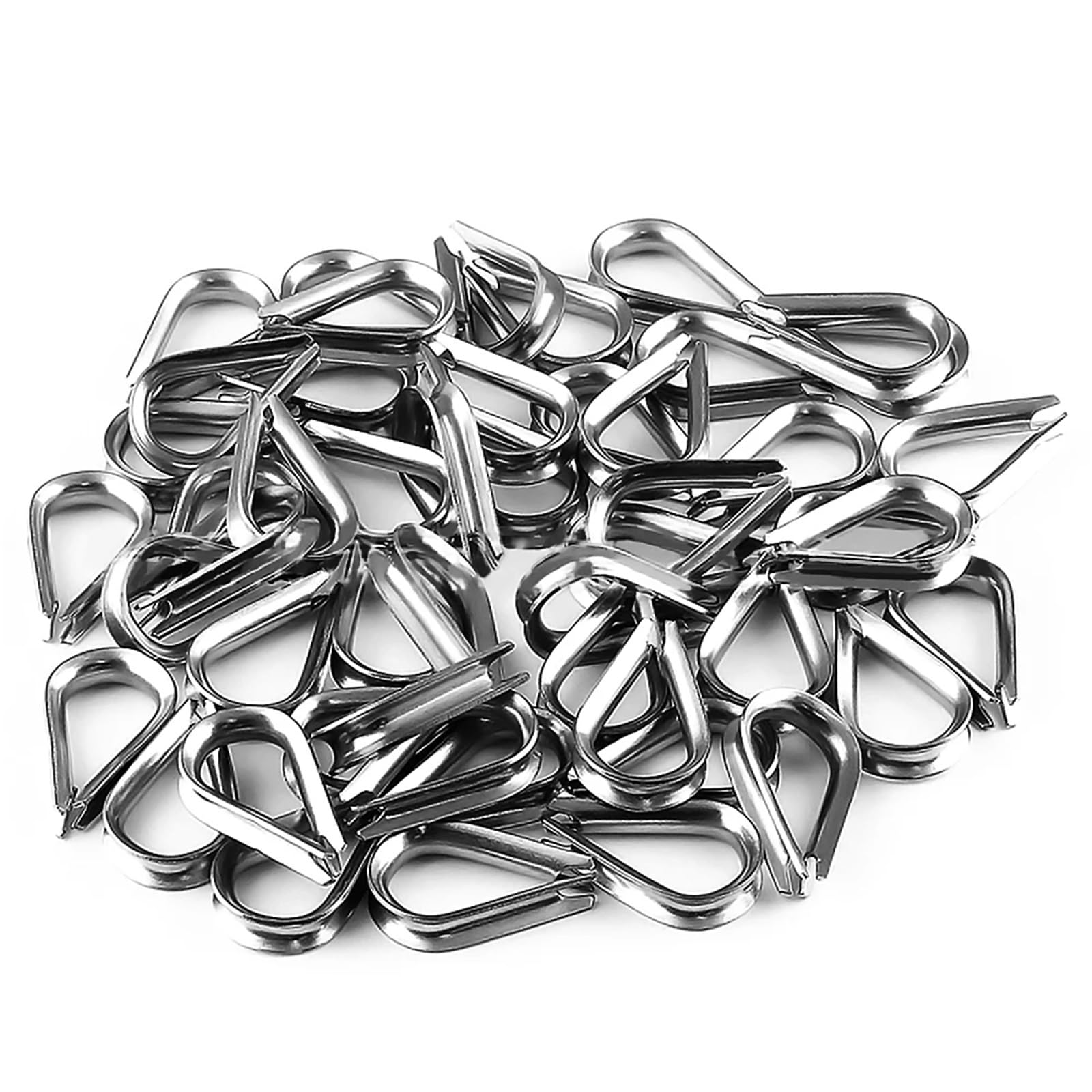 Cosses Pour Câbles Métalliques Lot de 100 cosses de serrage en acier inoxydable 304, anneau en forme de cœur de poulet, manchon de protection, accessoires de fixation(M6)