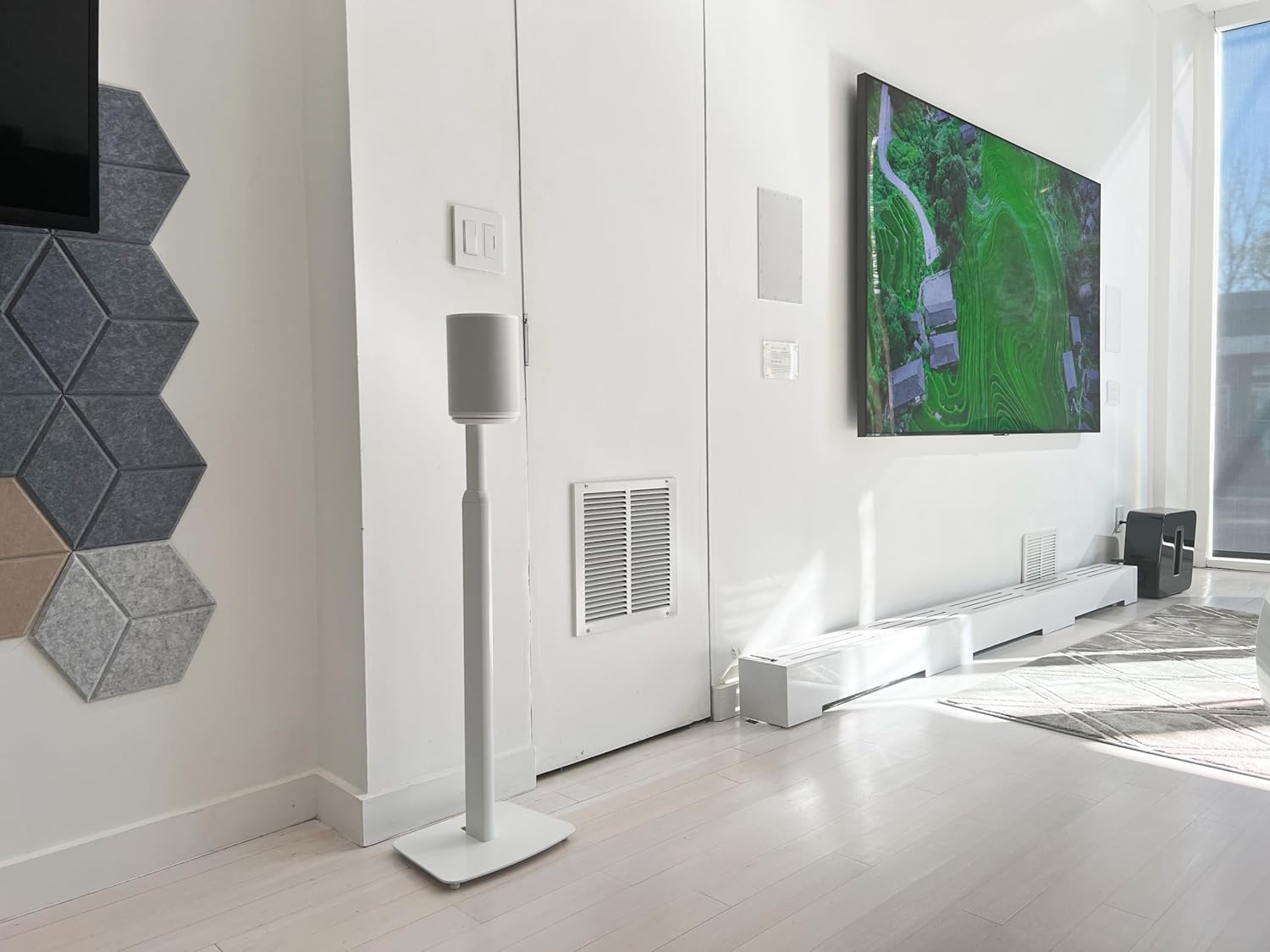 ynVISION.DESIGN Adjustable Floor Stand Mount Compatible with SONOS Era 100 | White Brackets | Pair (2-Pack) - Image 3