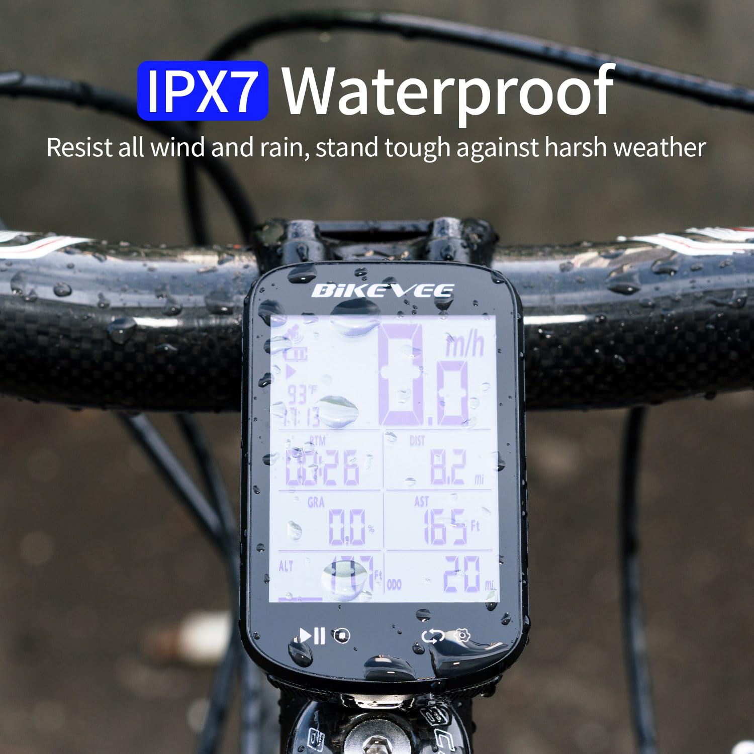 Bezprzewodowy komputer rowerowy GPS, licznik rowerowy z dużym wyświetlaczem i aplikacją Bluetooth, wodoszczelność IPX7, automatyczne podświetlenie, wyświetlacz FSTN 2,6 cala