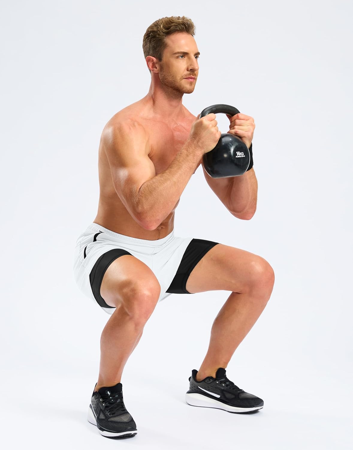 Pudolla Men's 2 in 1 Workout Running Shorts 5" with Zipper Phone Pockets Quick Dry Gym Athletic Shorts with Compression Liner - Image 3