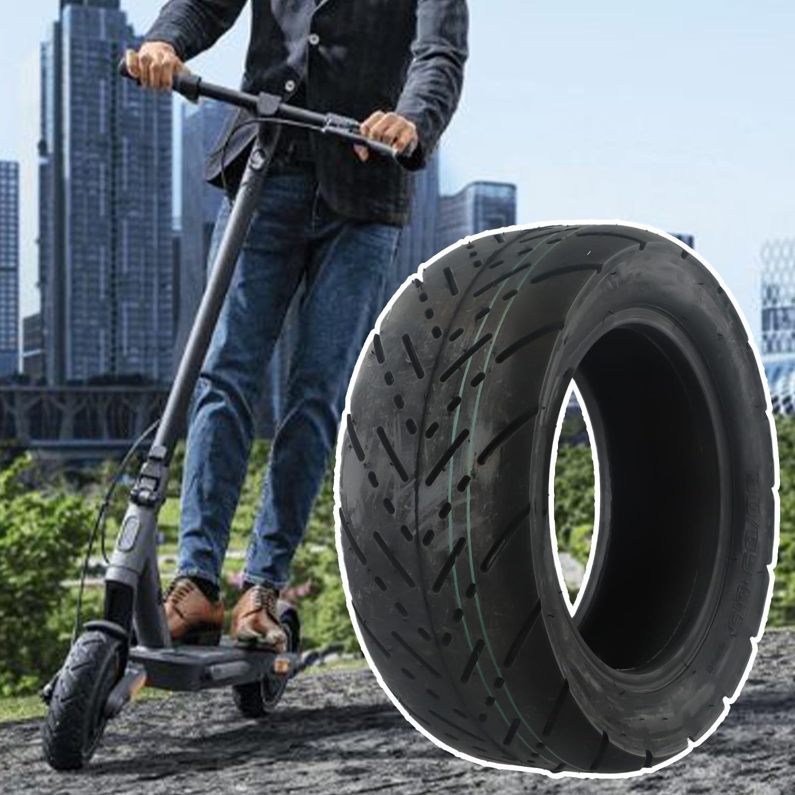Pneu sans chambre à air 90/65-6,5 pour trottinette électrique 11 pouces, tubeless, 11 vitesses, facile à monter