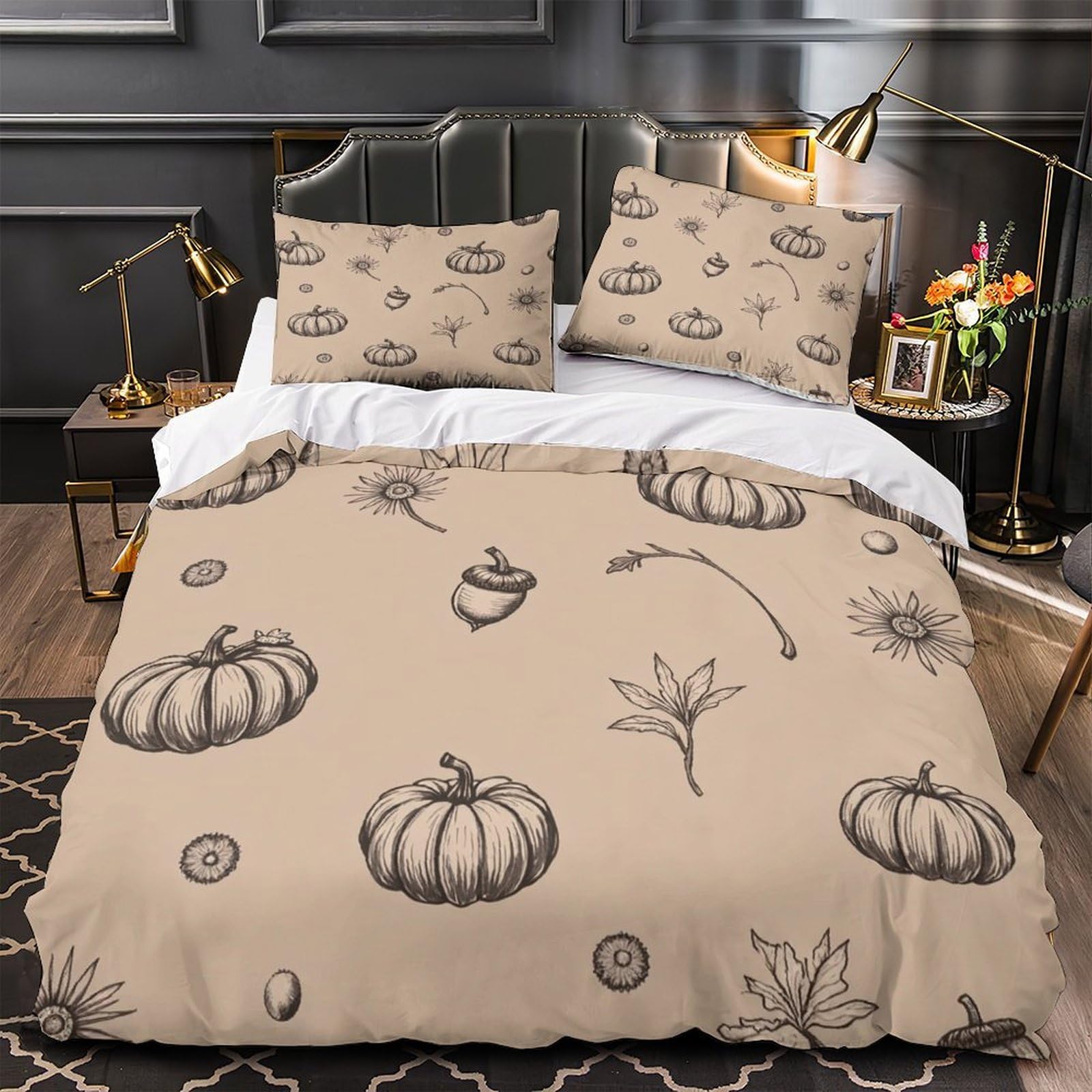 Parure de lit citrouilles d'automne respirante contre la chaleur