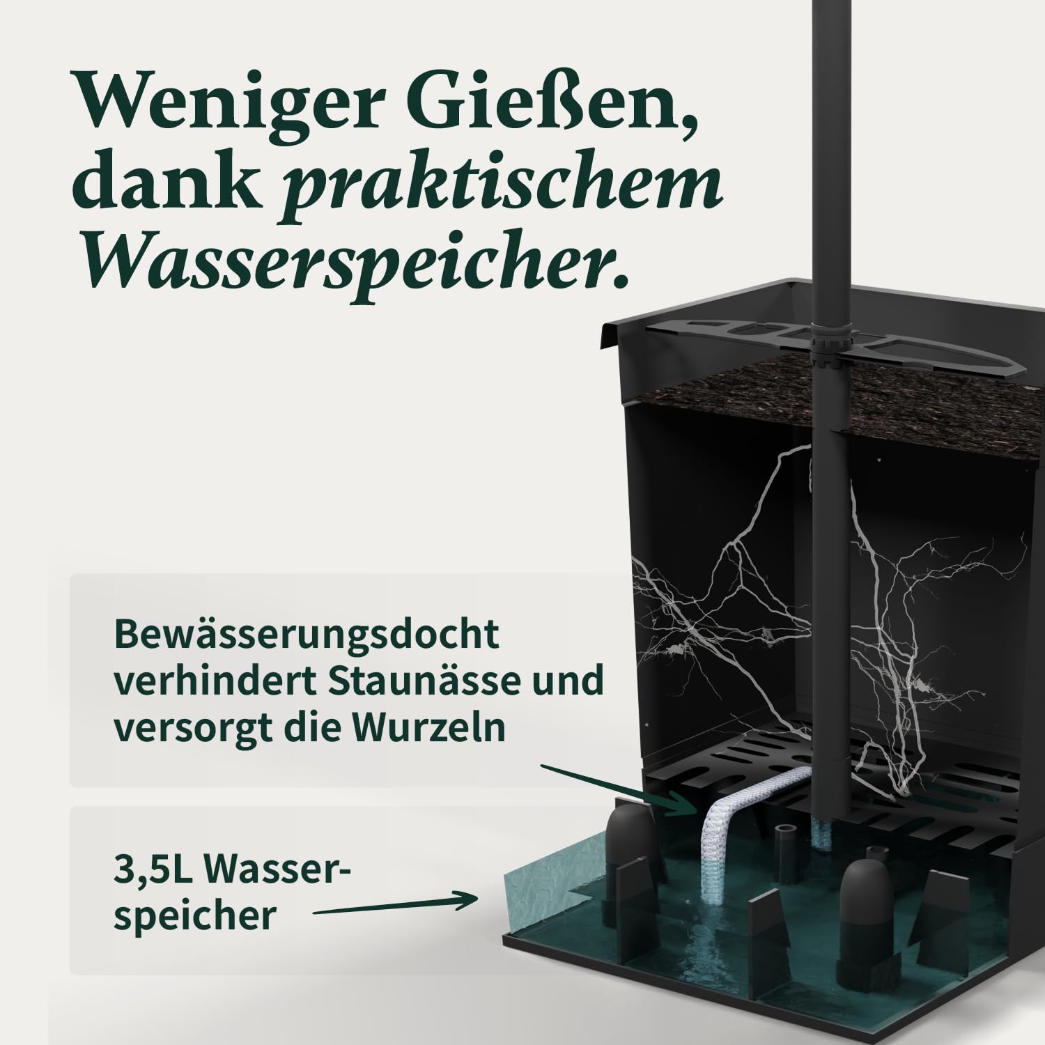 VERDOBA Tomatentopf mit Rankhilfe - Tomatentopf mit 3,5L Wasserspeicher zur Selbstbewässerung - in Deutschland produzierter Tomatenturm aus recycelten Material - Pflanzkübel für Tomaten Anzucht
