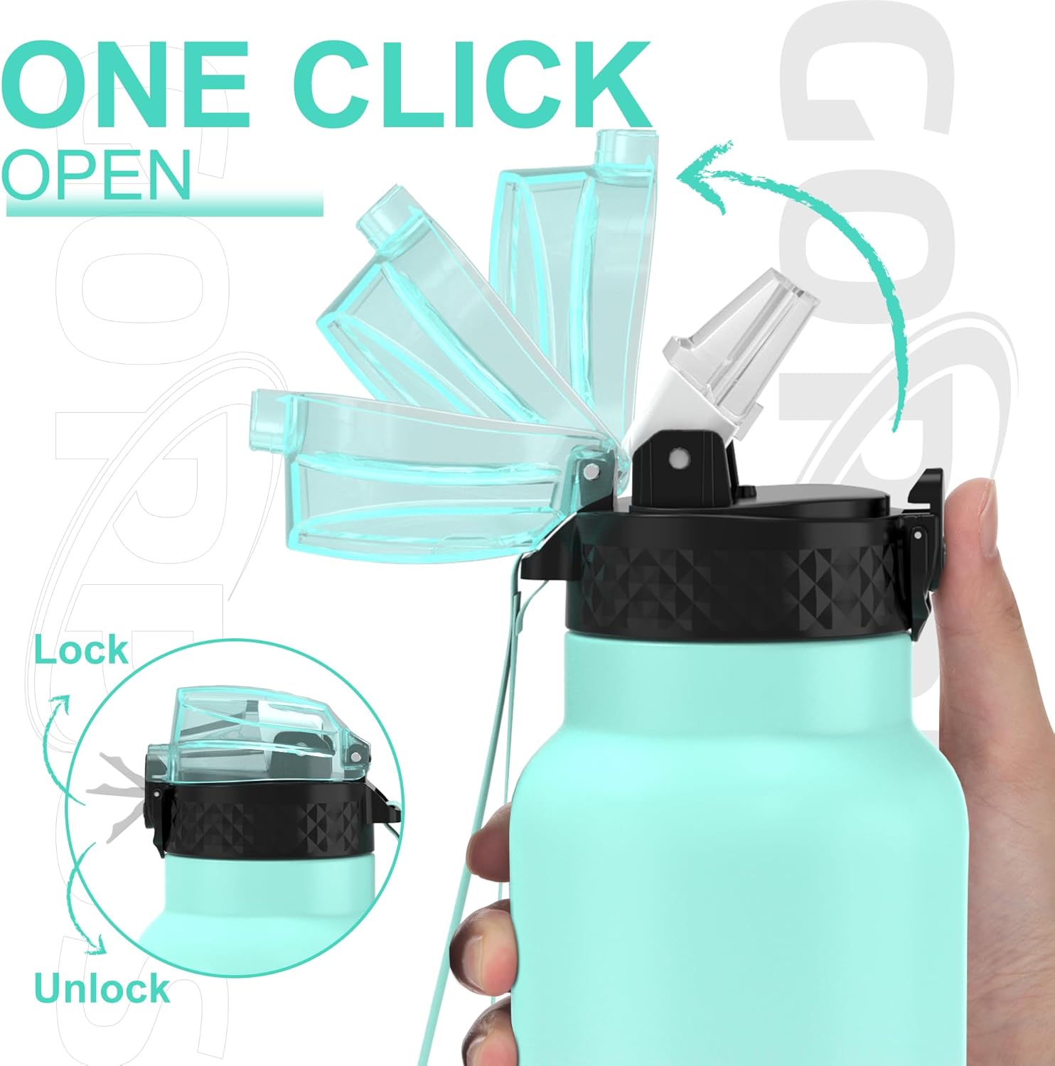 GOPPUS 750ml/24oz Stainless Water Bottle with Straw 0.75 Litre Hot Thermal Water Flask Double Wall Steel Water Bottles Insulated Water Bottles Leakproof Cold Water Bottle Adult
