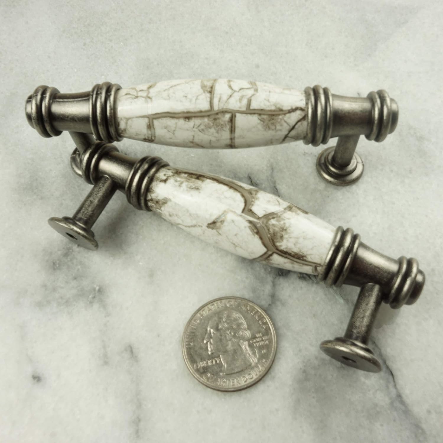 10 pcs Silver Gray Cabinet Handle Pulls with 3 inch Hole Centers for Cabinets, Drawers, Dressers, Vanities, Closets