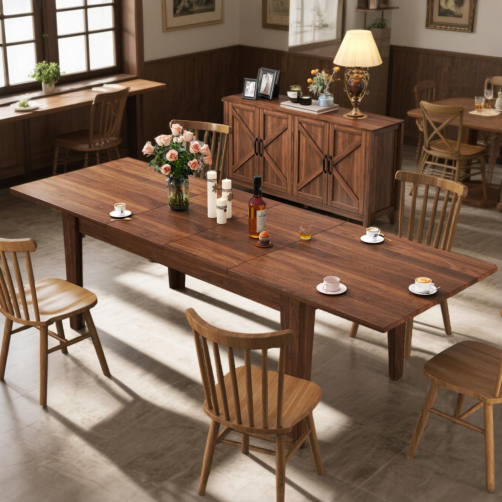 VICBARLEY Extendable Dining Table for 6-10 People,70.87''-106.4''Modern Space-Saving Wood Kitchen Table,Rectangle Folding Conference Meeting Table for