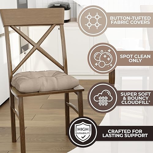 Miniatura 2 de Klear Vu Gripper Overstuffed - Cojines universales antideslizantes para silla de comedor para decoración de cocina o uso de oficina, almohadilla de