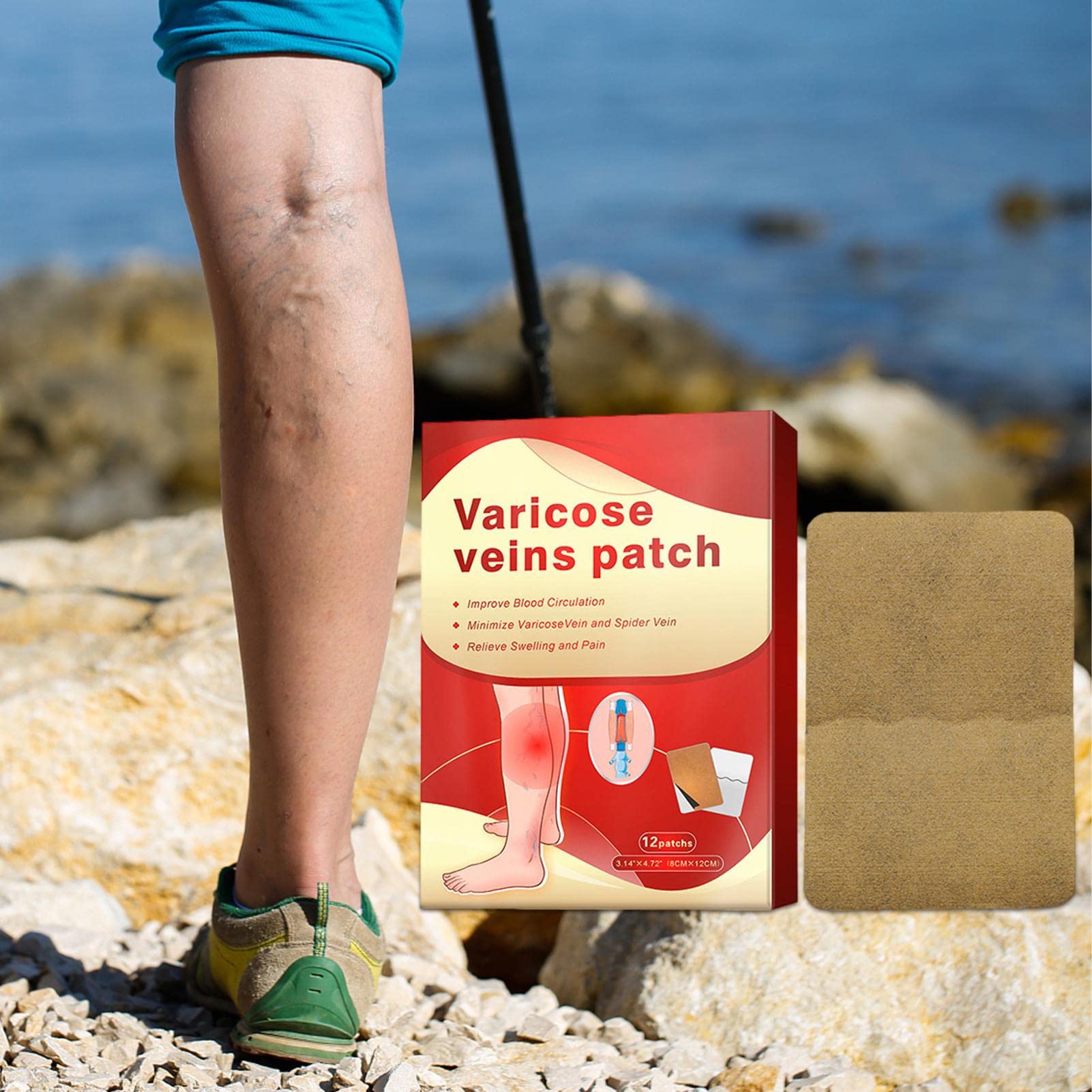 Vene Varicose Vaso Sanguigno Blu Visibile Attraverso La Pelle Gamba - Foto 3