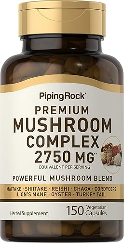Piping Rock Super 6 Complejo de hongos  150 cápsulas  Suplemento de extracto de hongo  Sin OMG, sin gluten