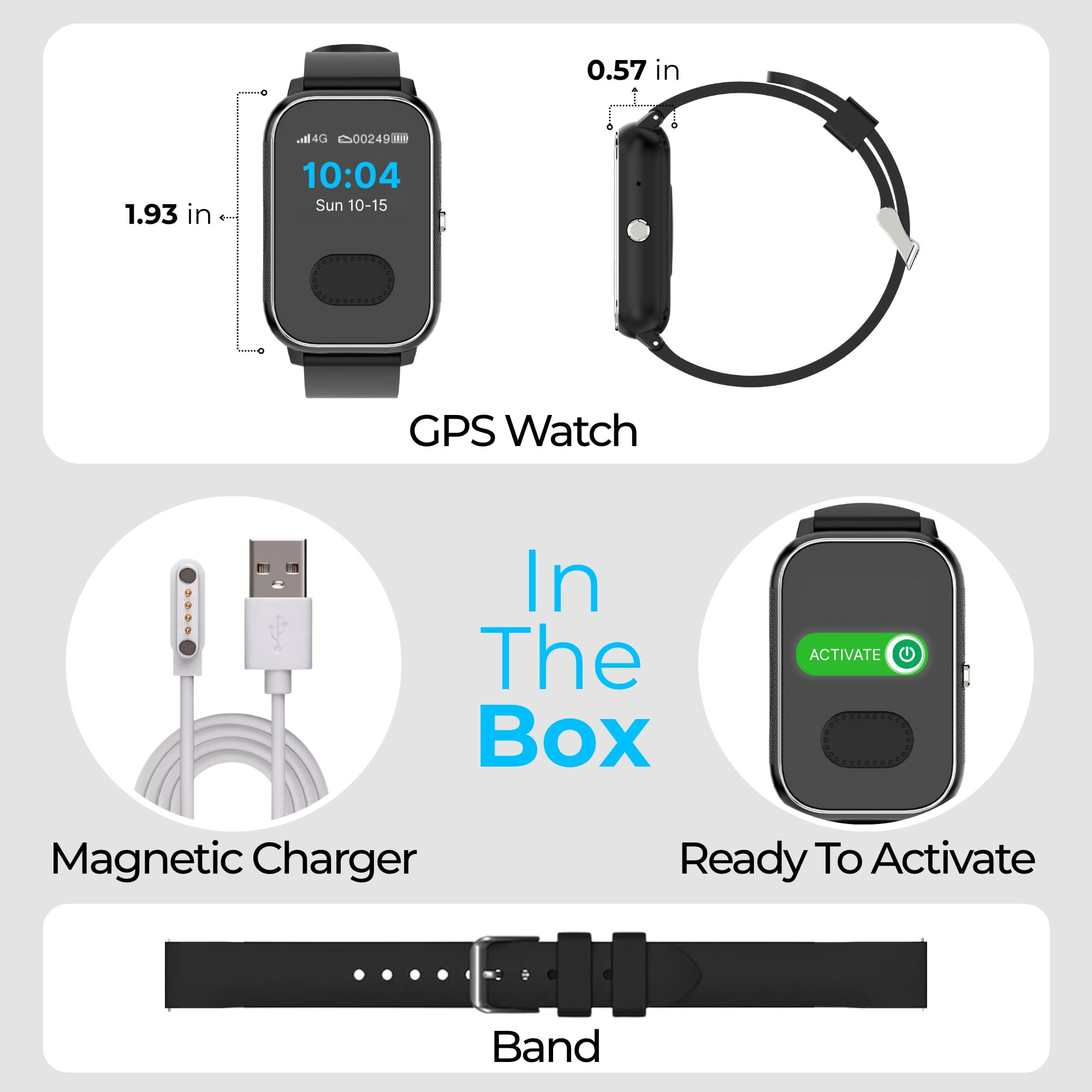Seculife Cellular Medical Alert Smartwatch für Senioren mit Sturzerkennung, GPS-Tracking, SOS-Taste, Herzfrequenz- und Blutdruckmessgerät, Schrittzähler, 2-Wege-Anruf, medizinische Erinnerungen, IP67