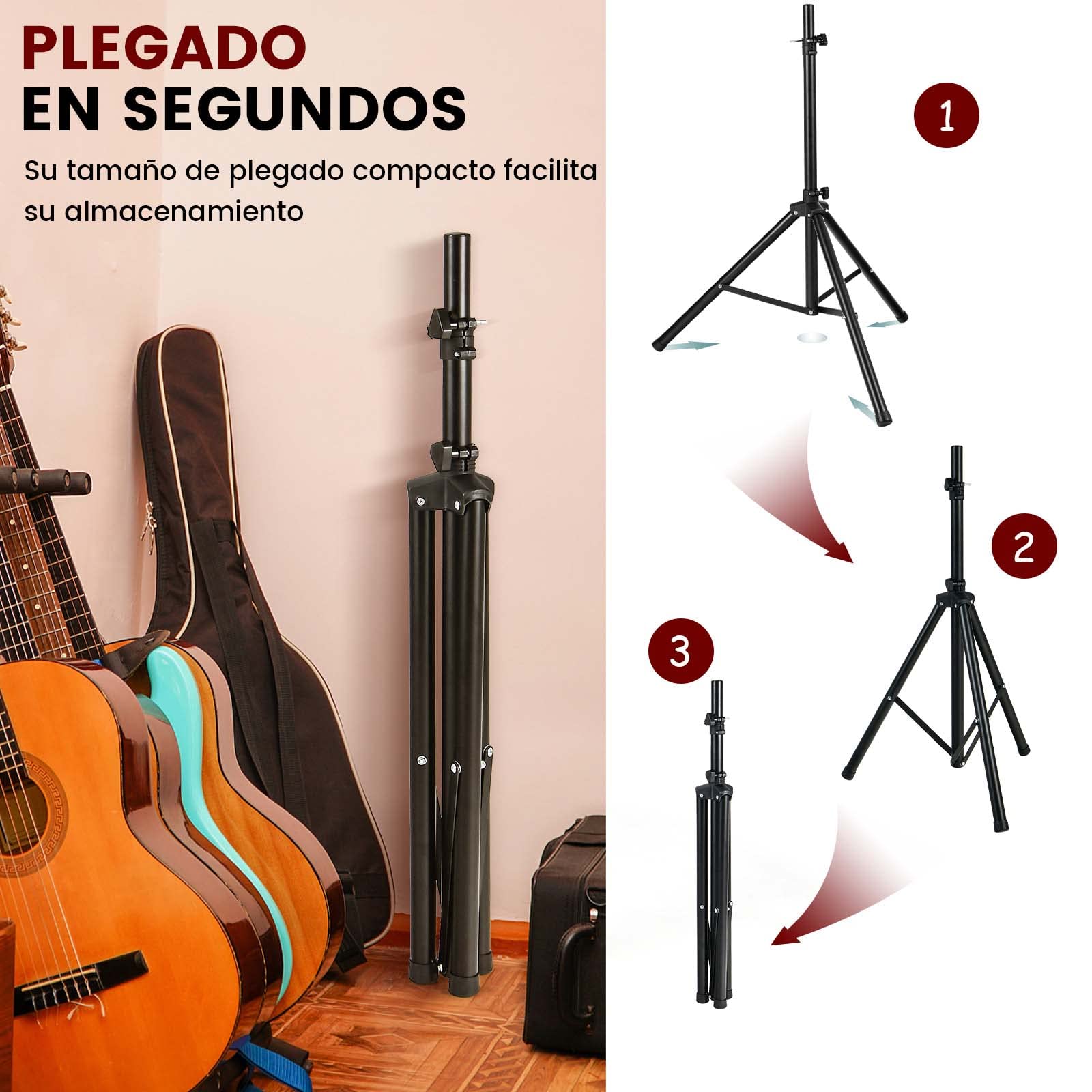 COSTWAY Trípode para Altavoz Soporte Profesional Plegable Altura Ajustable Desde 97-183 cm Capacidad Carga hasta 50 kg