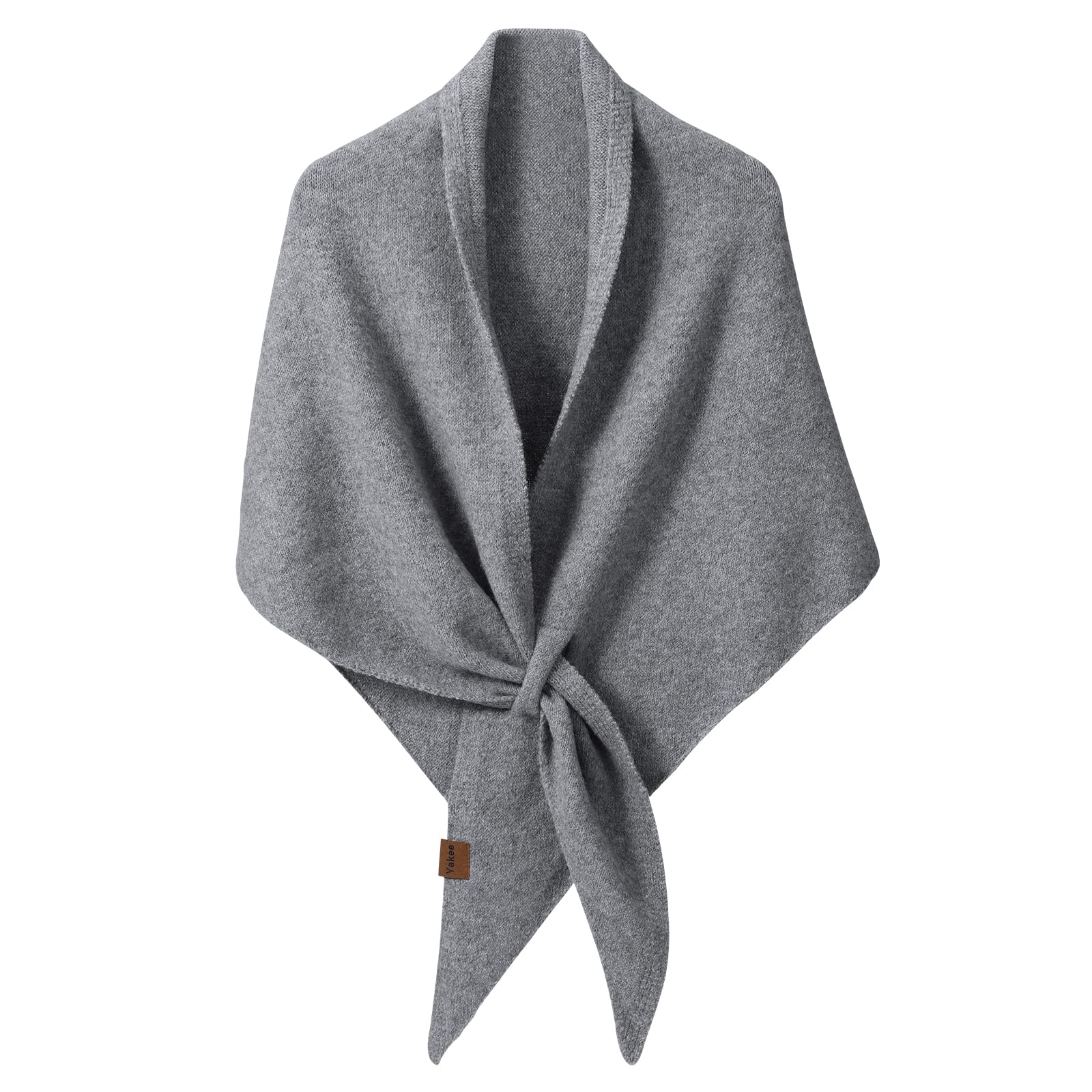 Wocharm Women's Light Grey Pashmina Shawl Wraps, Soft Open Front Poncho Sweater, Knitted Shawls Wool Cashmere Shoulder Top Sweater Shawls Triangle Scarf (Light Grey)