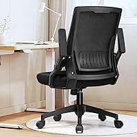 GTPLAYER Ergonomic Mesh Office Chair with Flip-Up Armrests, Lumbar Support & Adjustable Height - Breathable Home Office Desk Chair, Black