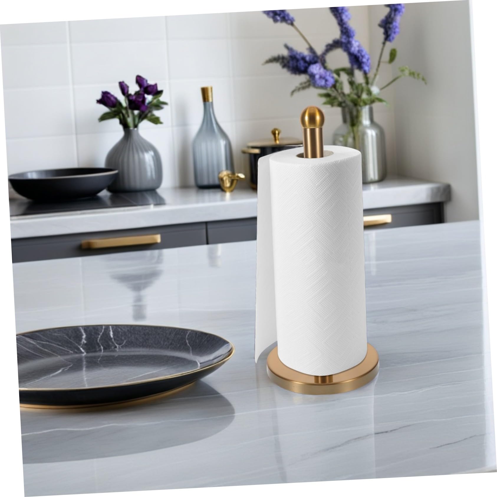 Portarotolo da Cucina Verticale in Acciaio Inox Oro