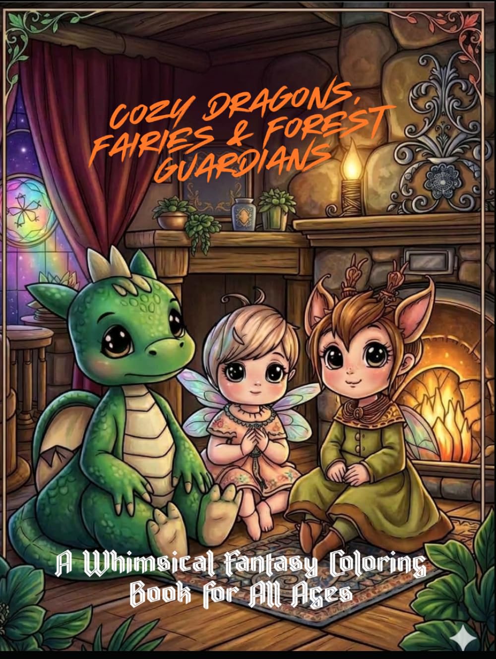 Cozy Fantasy Coloring Book: Dragons, Fairies & Forest Guardians: A Whimsical Fantasy Coloring Book for All Ages.