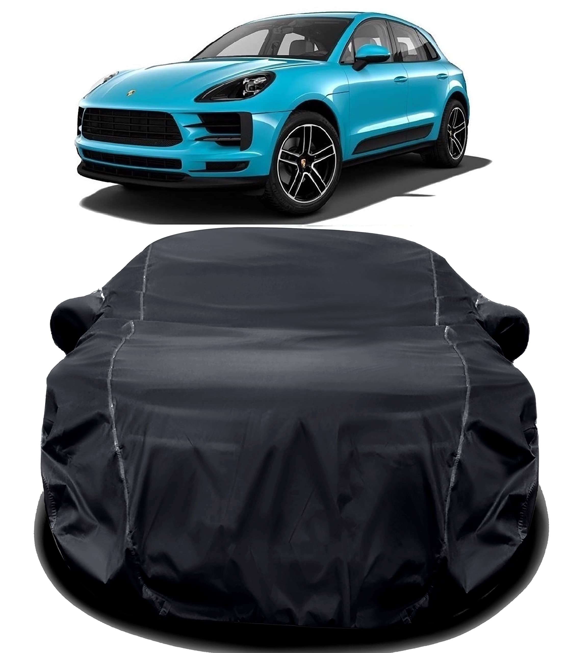 ALMICS® Prime Quality 190T Imported Fabric Car Cover for Porsche Macan with Ultra Surface Body Protection (Black)