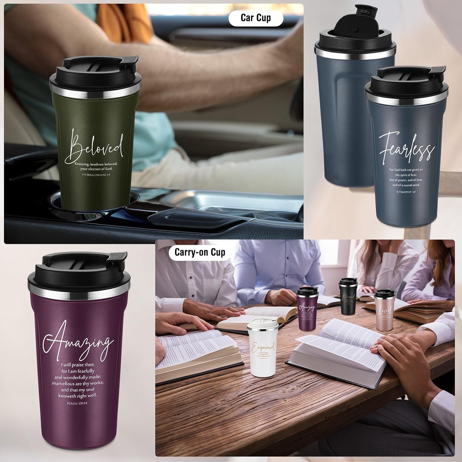 Meanplan 6 Pcs Inspirational Christian Valentine Gifts 17oz Bible Verse Tumblers Bulk Religious Coffee Mugs Cups for Men Women Holy Week Easter Pastor Church Teacher Religious Gift (Multicolor) - Image 5