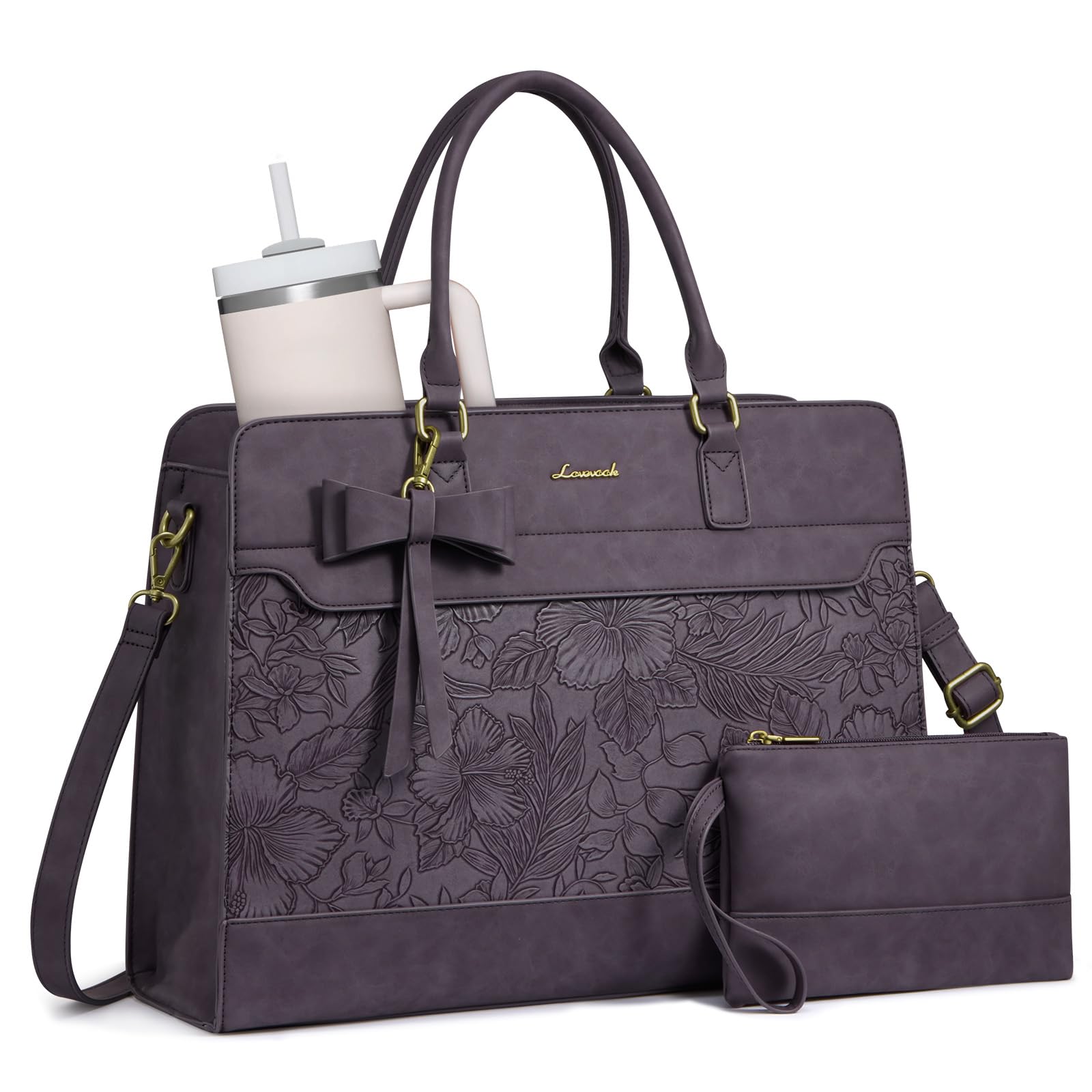 LOVEVOOK Laptop Tote Bag for Women,Leather Work Bag, Waterproof Business Teacher Bag,Large Computer Handbag Purse Briefcase,Office Gifts for Women