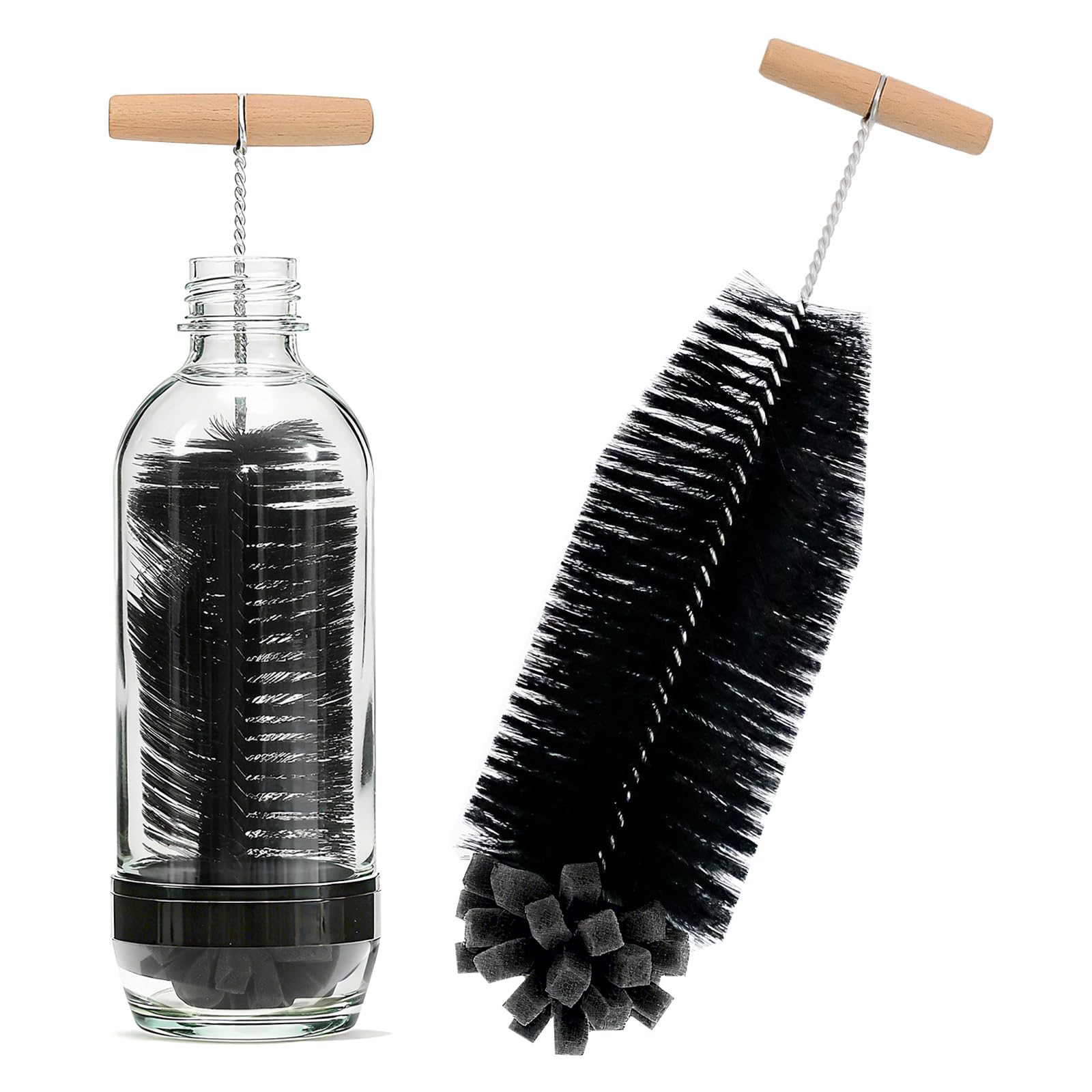 Bottle Brushes for Cleaning Scratch-Free Bottle Cleaner Brush with Wood Handle