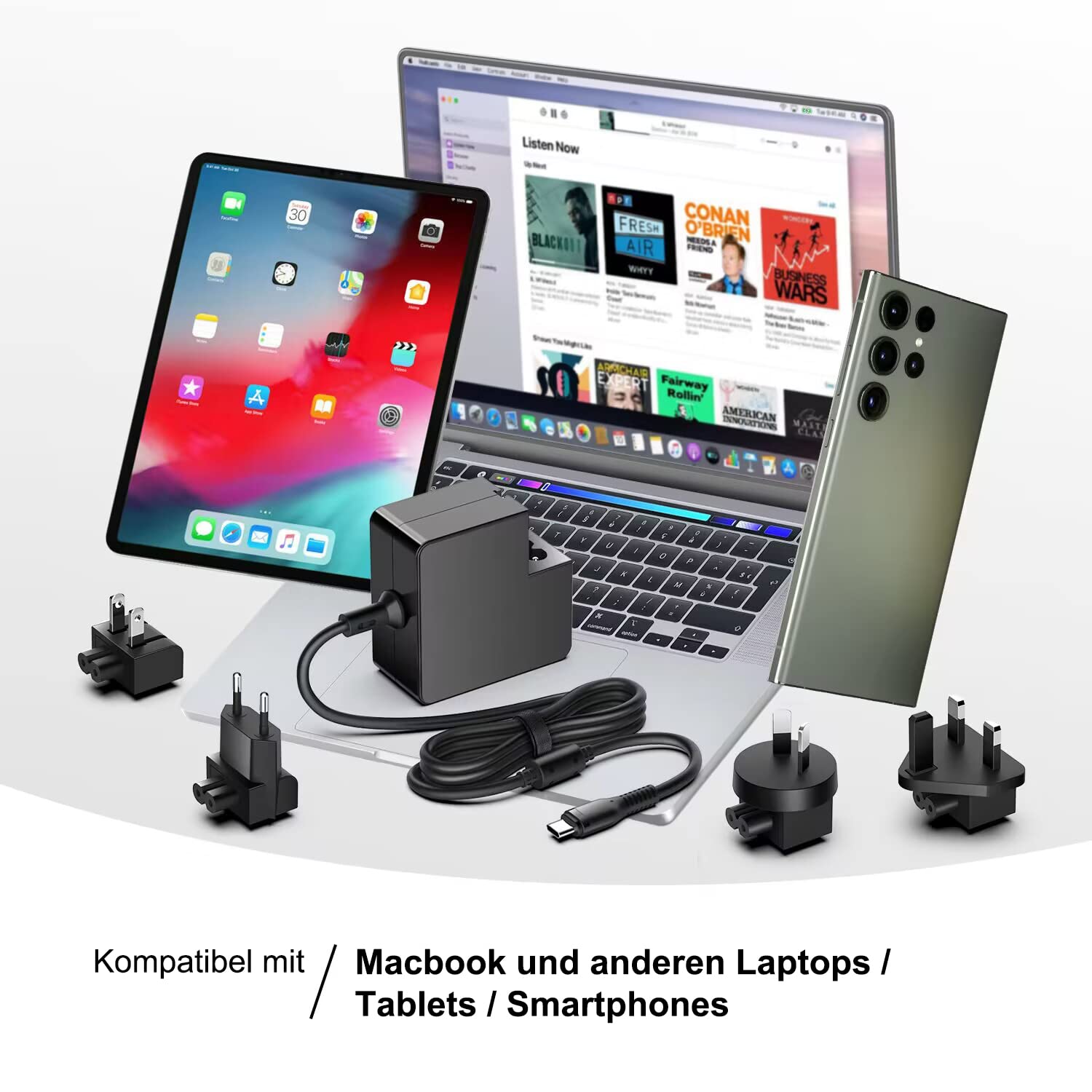 HKY Alimentatore di rete USB C PD da 65 W per JBL Xtreme 3 Sony VAIO SX14-R Samsung Book 5 Pro Terra Mobile 1610 1471 1671 Notebook WORTMANN AG 1480409 1480371 alimentatore di rete 65 W cavo di